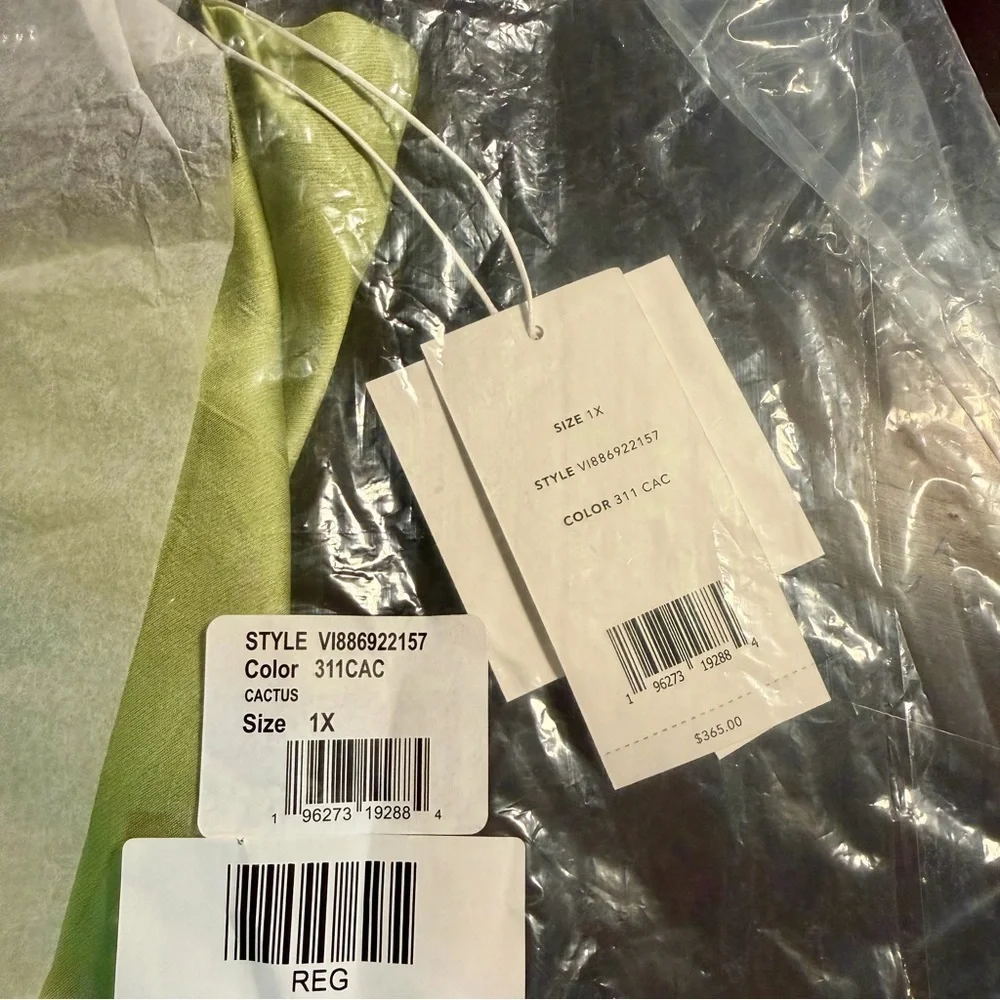 NWT Vince ‘Textured Satin Bias Cut Pant’ in “Cactus” Lime Green Plus Size 1X